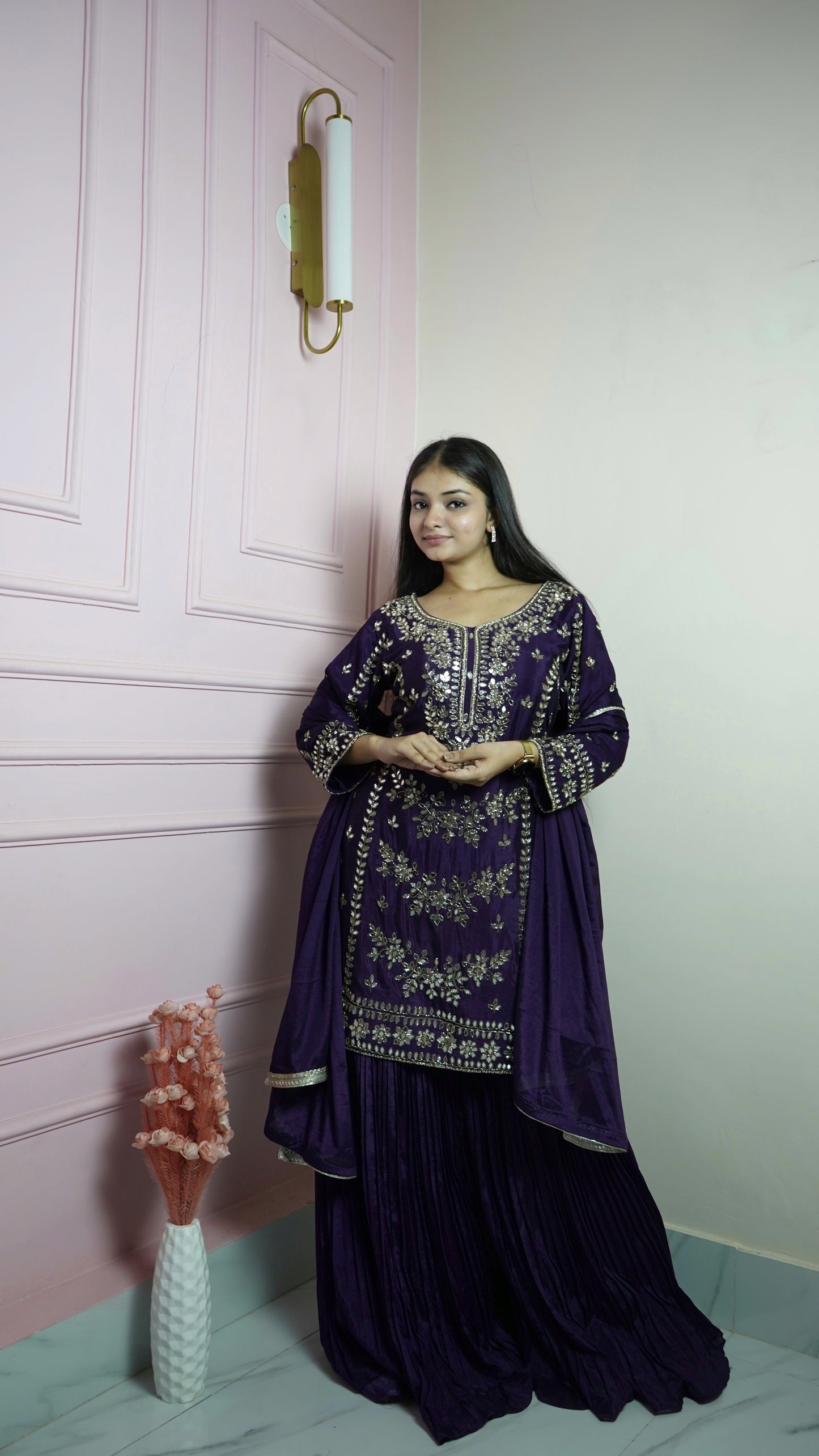 Violet Silk Suit Set