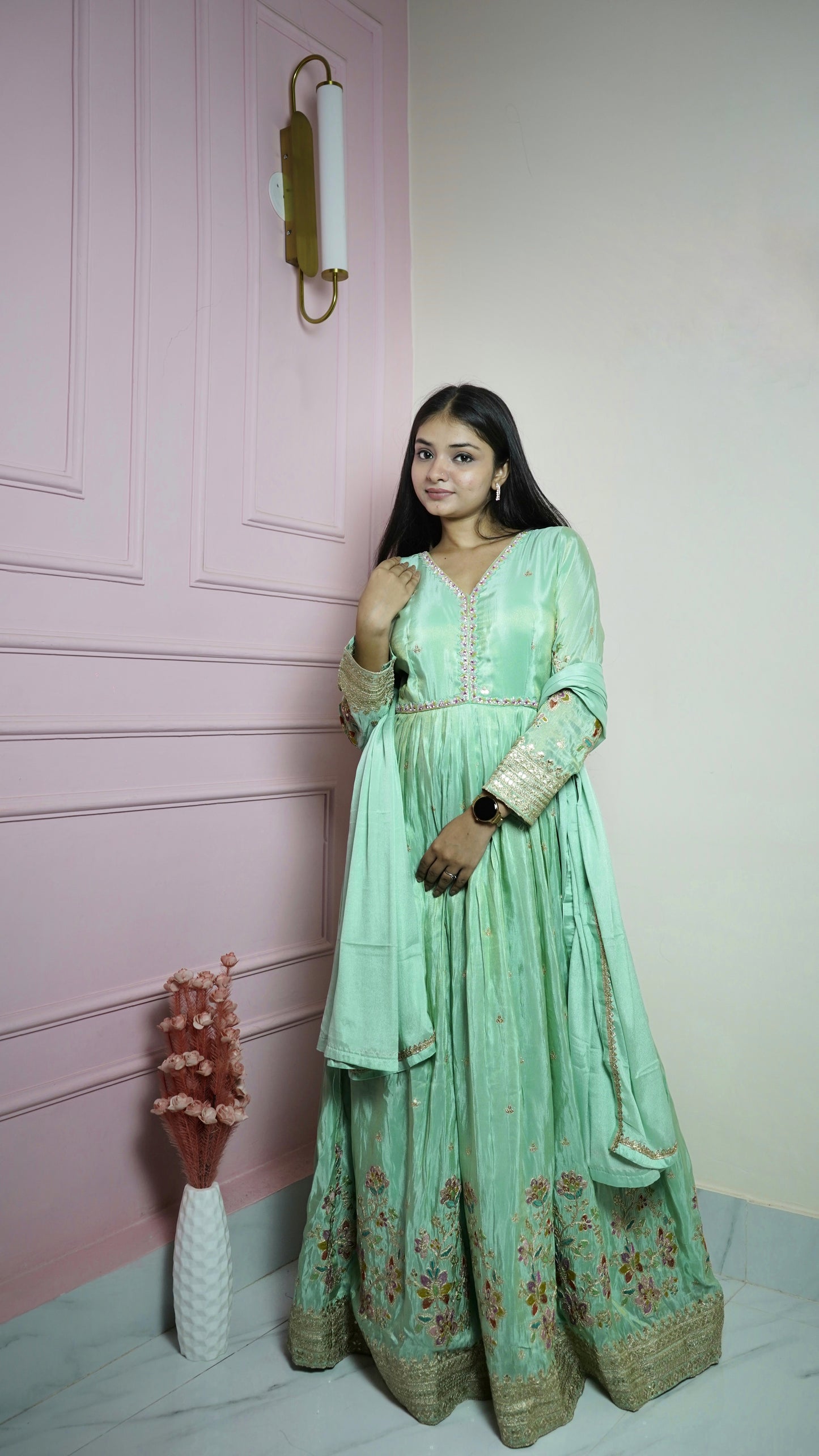 Light Green Silk Suit Set