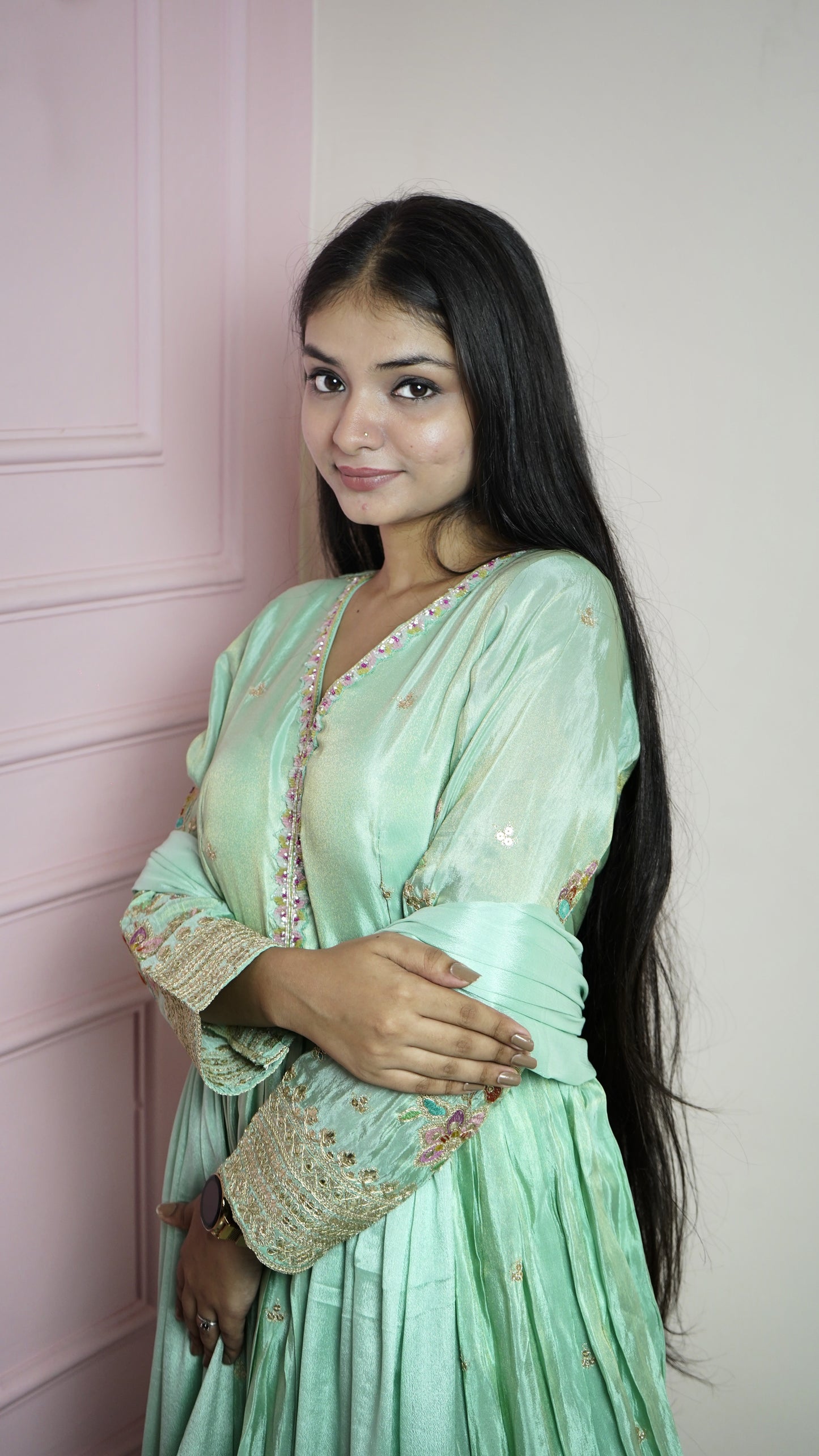 Light Green Silk Suit Set