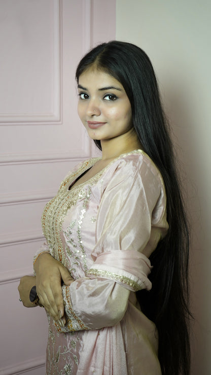 Ivory Pink Zari Suit Set