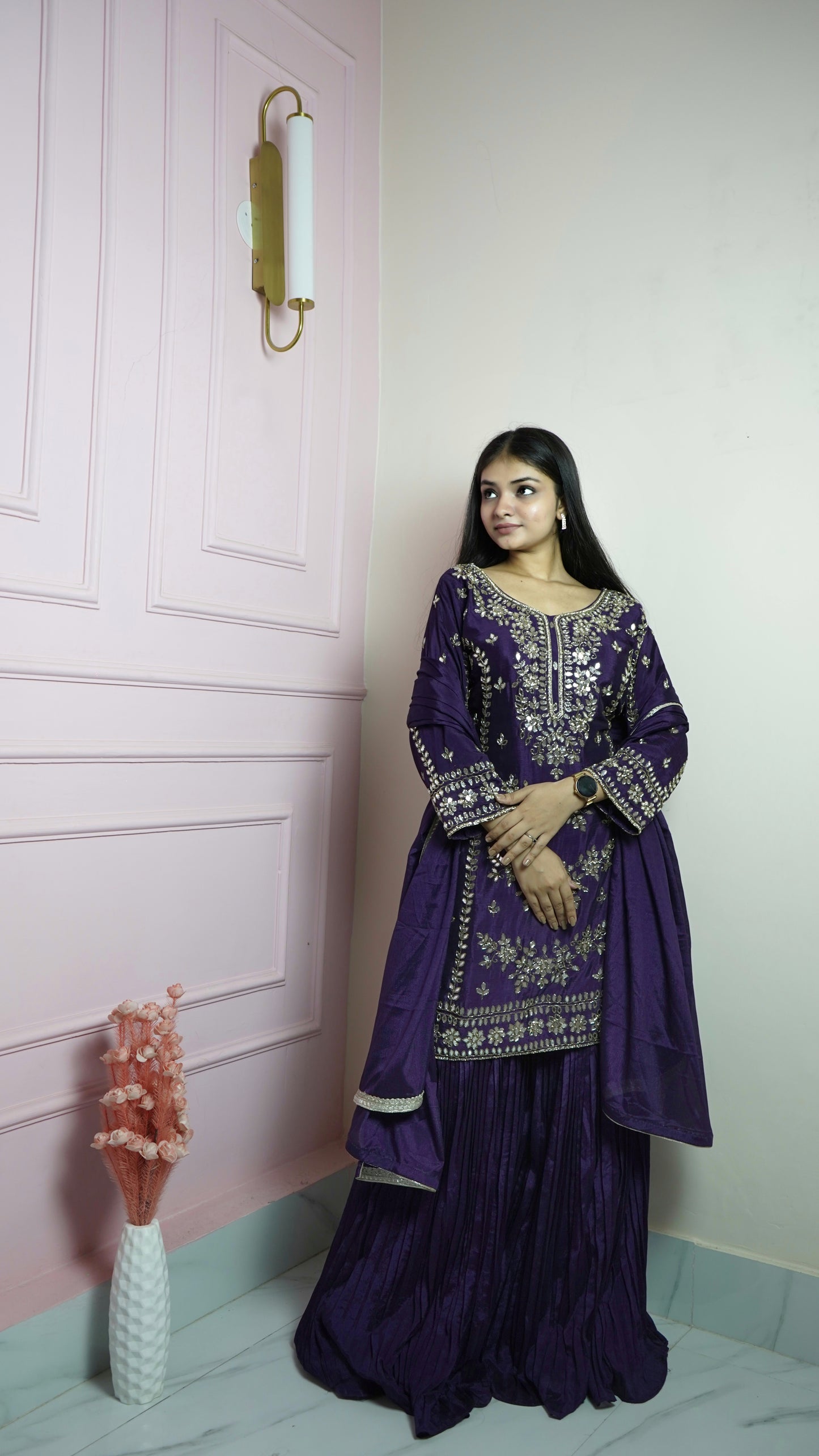 Violet Silk Suit Set