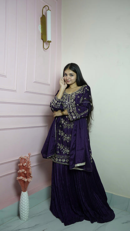 Violet Silk Suit Set
