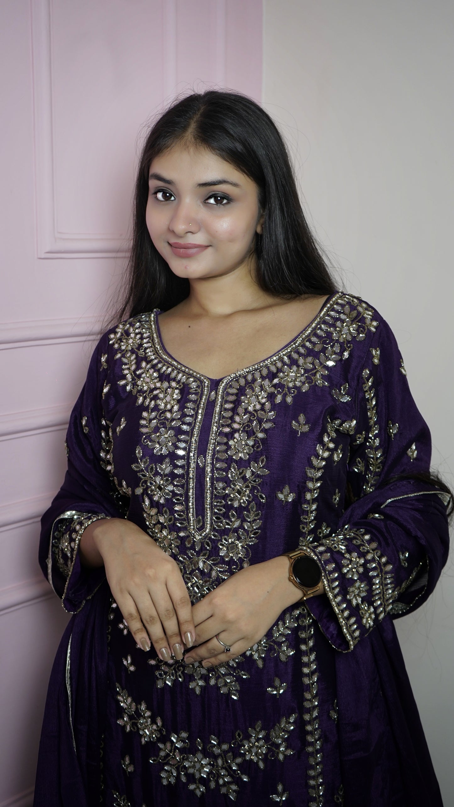 Violet Silk Suit Set