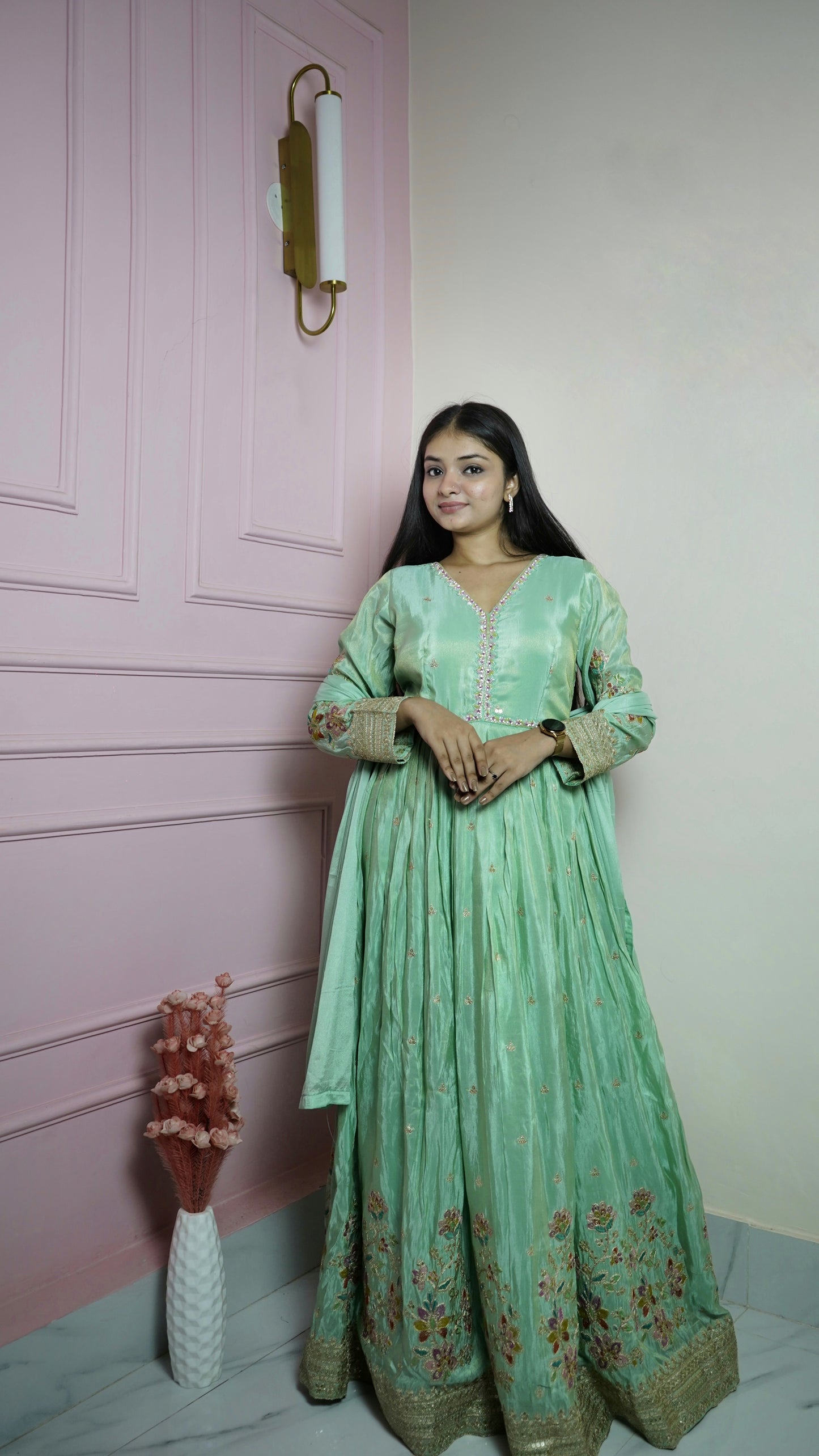 Light Green Silk Suit Set